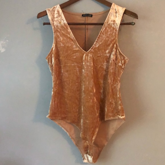 Mind Code Tops - Velvet V-Neck Bodysuit